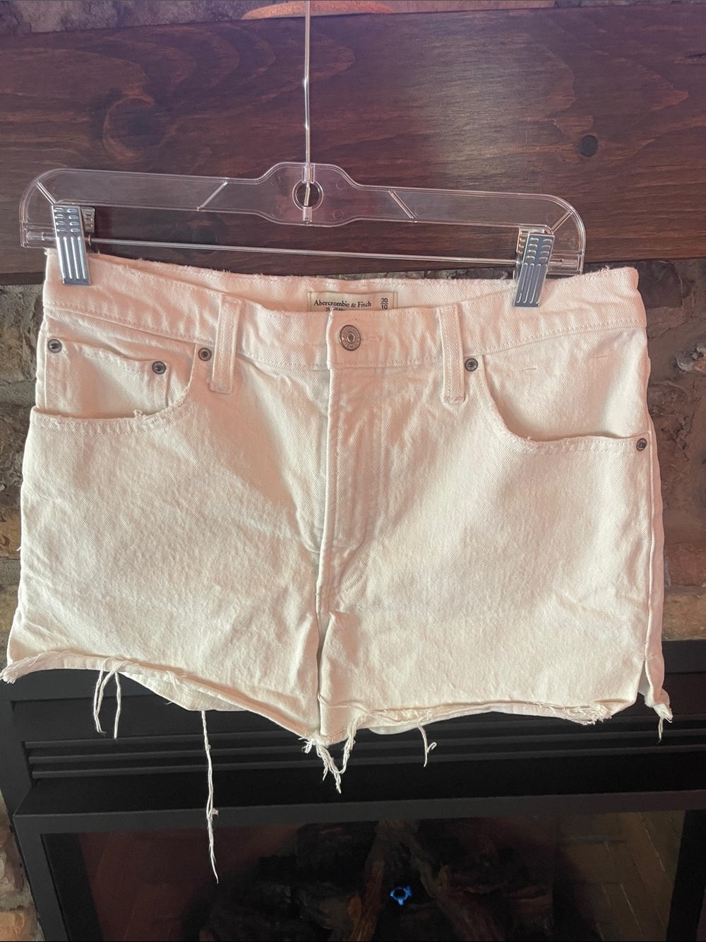 Abercrombie & Fitch Cream White Denim Cutoff Shorts